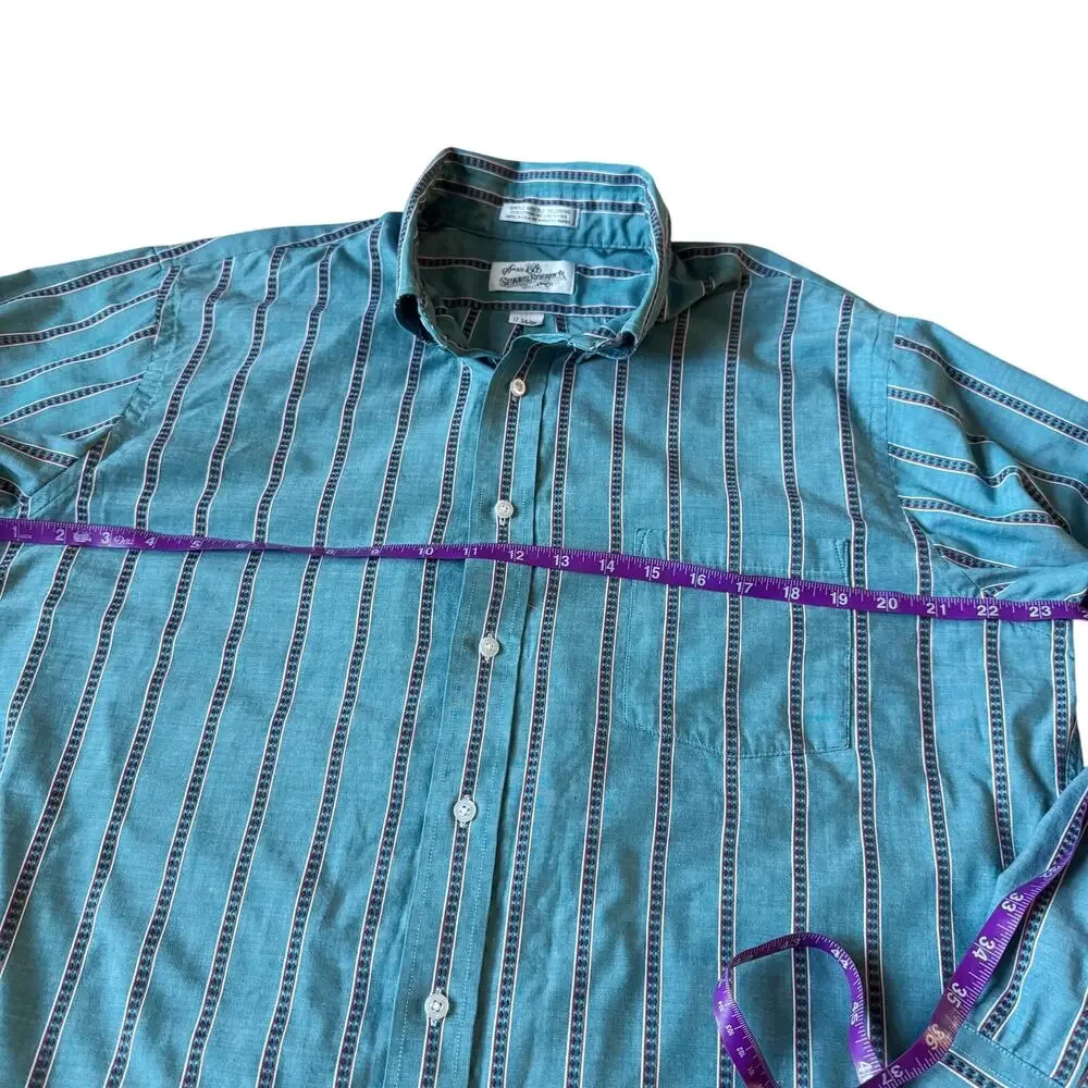 Sears Roebuck Vintage Button Down Shirt Men's 17 34/35 Blue Western Retro‎